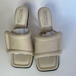 New Journee Collection Addriel Women's Size 9 Bone Mid Heel Open Toe Mules